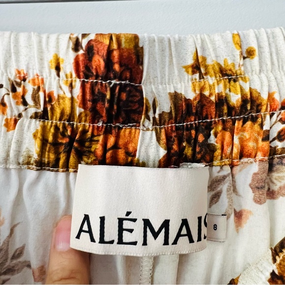 ALÉMAIS Derby floral wide-leg silk pants Size 8 - Picture 3 of 10